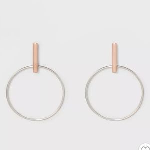 Drop Post Rose Gold & Silver Plated Round Earrings